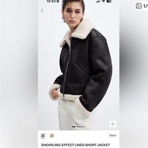 Mango Black and Cream Shearling Bomber Jacket
